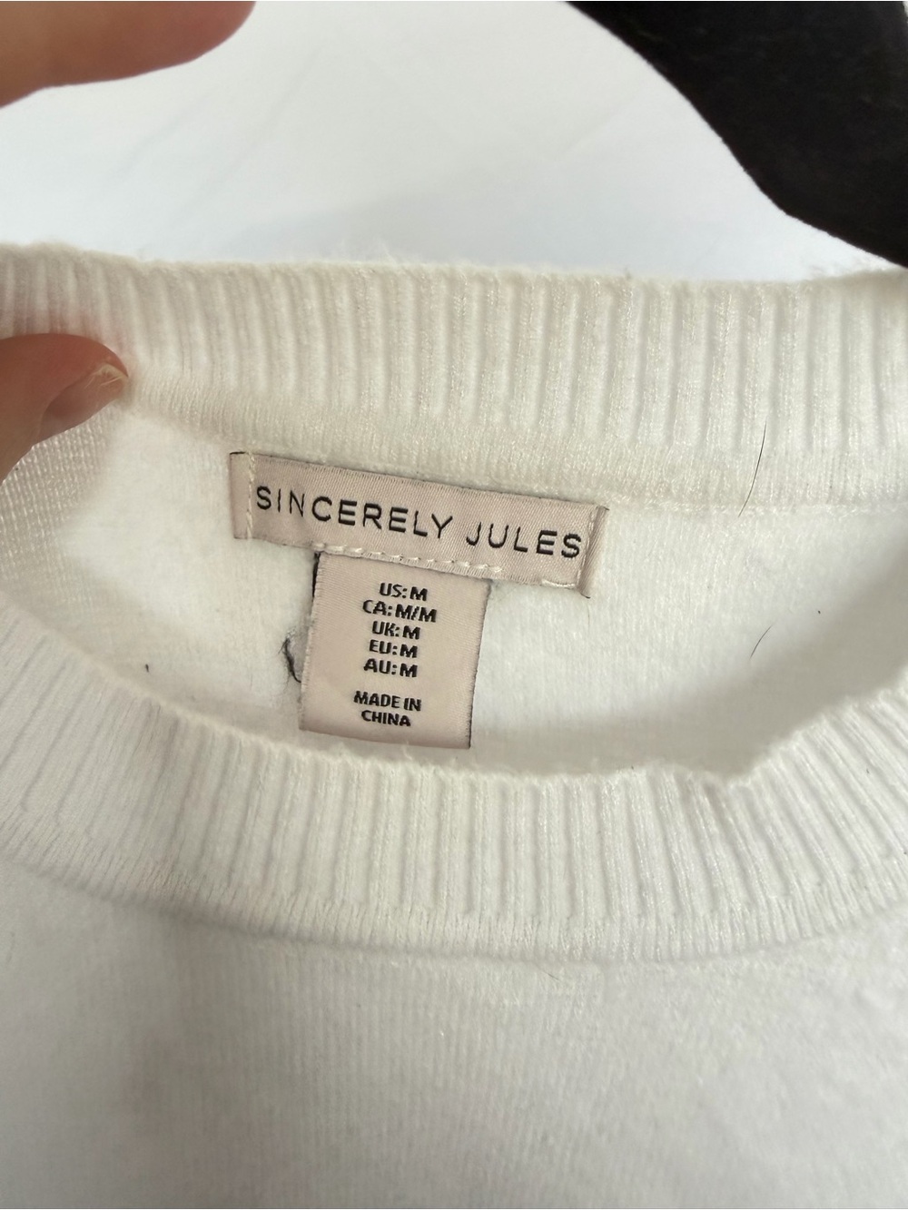 Striped Short-Sleeve Knit Top - White & Navy - Picture 3 of 3